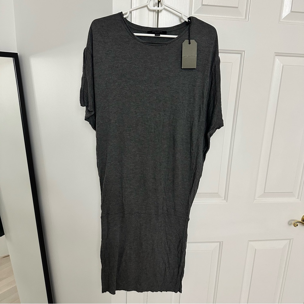 AllSaints Charcoal Gray Crewneck Tee